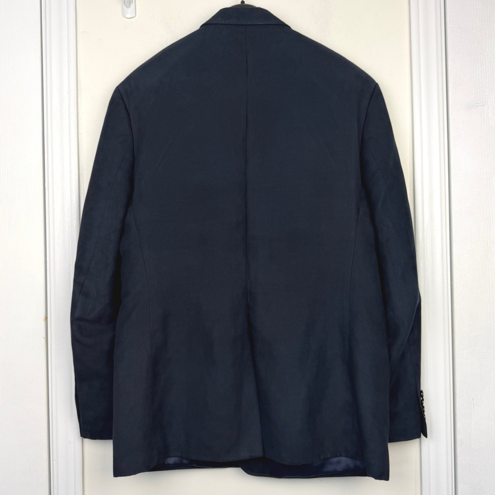 Lauren Ralph Lauren SUEDE Blazer Mens 44R  Sport Coat Suit Jacket Navy Blue Dogs - Picture 14 of 14